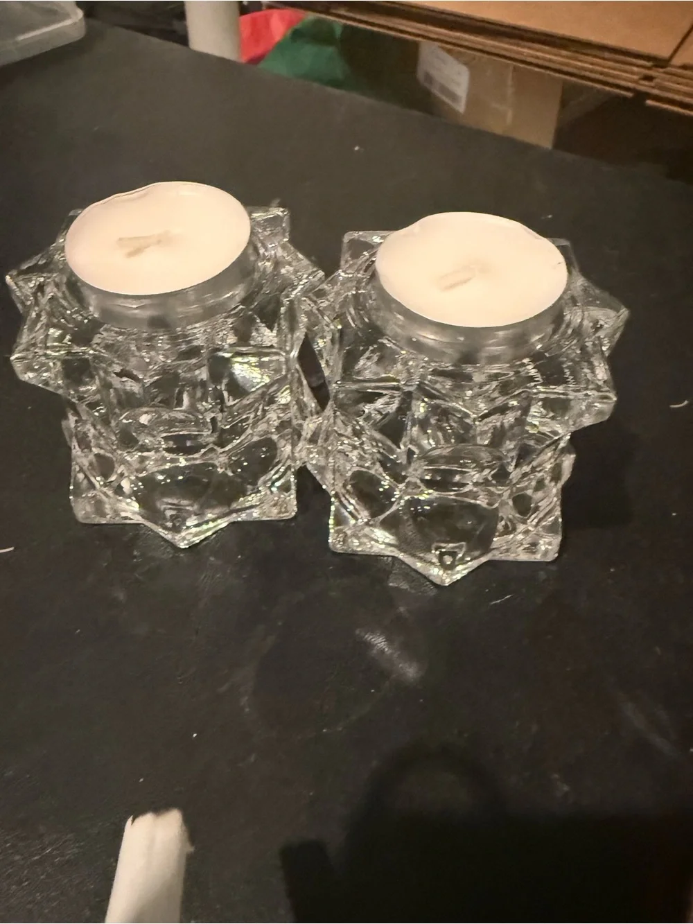 Clear Glass Tealight Candle Holders - Set of 2